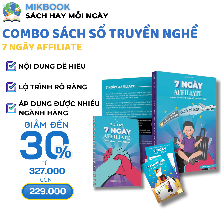 Sách 7 NGÀY AFFILIATE Thành Thạo Tiếp Thị Liên Kết Trong " 7 ngày"  Phiên Bản Có Sổ, Không Hộp