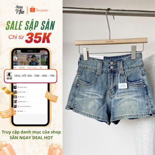  Quần short ngắn nữ SARAMIA quần short đùi nữ form chữ A cạp cao 2 cúc kiểu dáng basic dễ phối đồ S14 