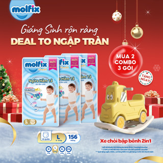   Tặng Xe Chòi Bập Bênh 2in1 - Mua 2 đủ 999K  Combo 3 Tã bỉm quần Molfix Oxy Super Jumbo giúp Ngừa Hăm Tã size M,L,XL,XXL 