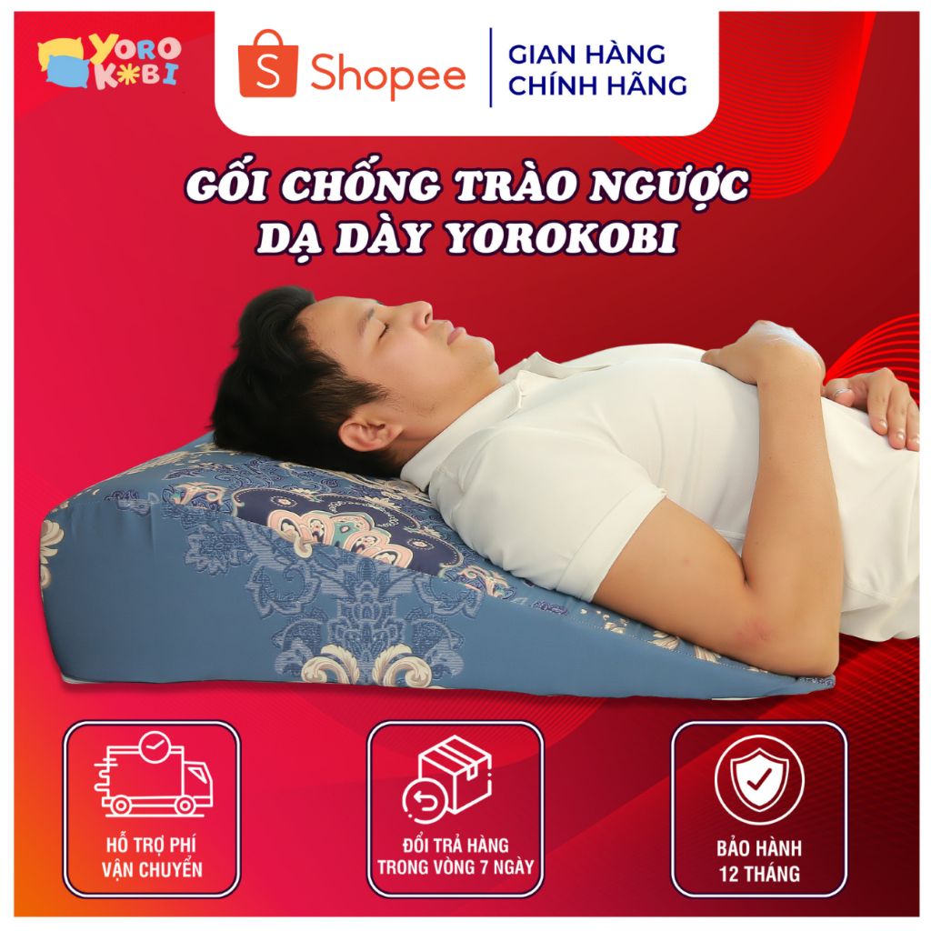 [Đánh Gía Thật] Gối Chống Trào Ngược Dạ Dày Người Lớn Yorokobi Chính Hãng (Duy nhất bo tròn chống trượt)