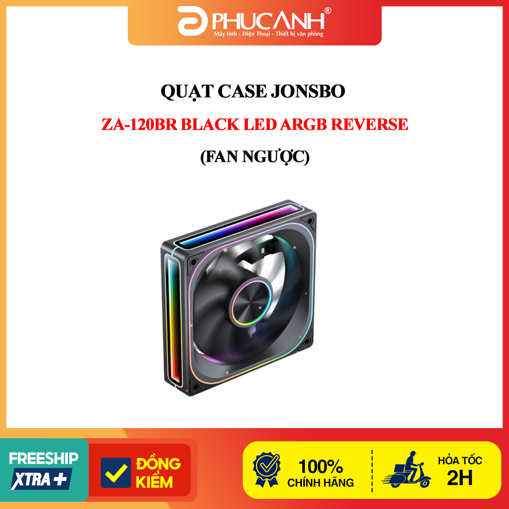 Quạt case JONSBO ZA-120BR BLACK LED ARGB REVERSE (fan ngược)
