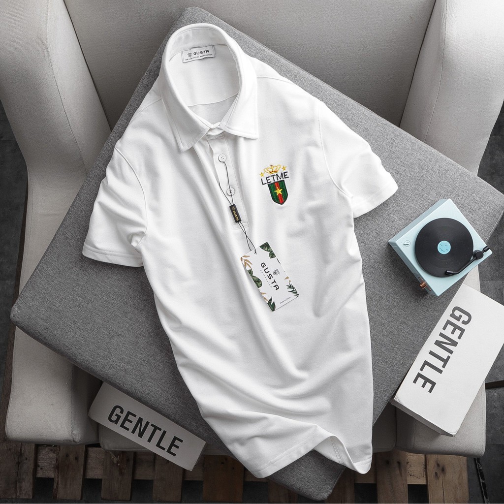 Áo Thun Polo Nam Gusta Thêu Ngực Màu Trắng,...- Áo Phông Polo Nam Chính Hãng Vải Thoáng Mát PL01