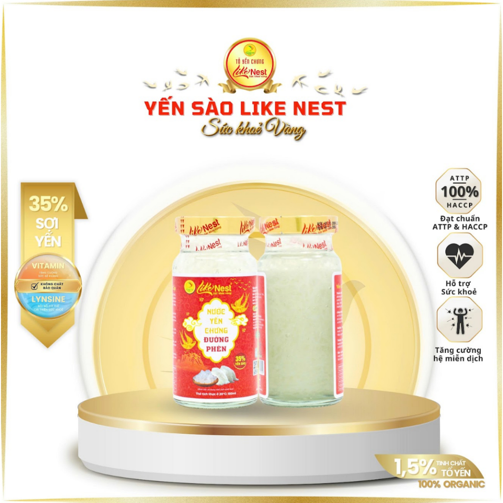 Yến chưng sẵn vị Đường Phèn 32% thùng 36 hũ - 150ml/hũ - Like Nest
