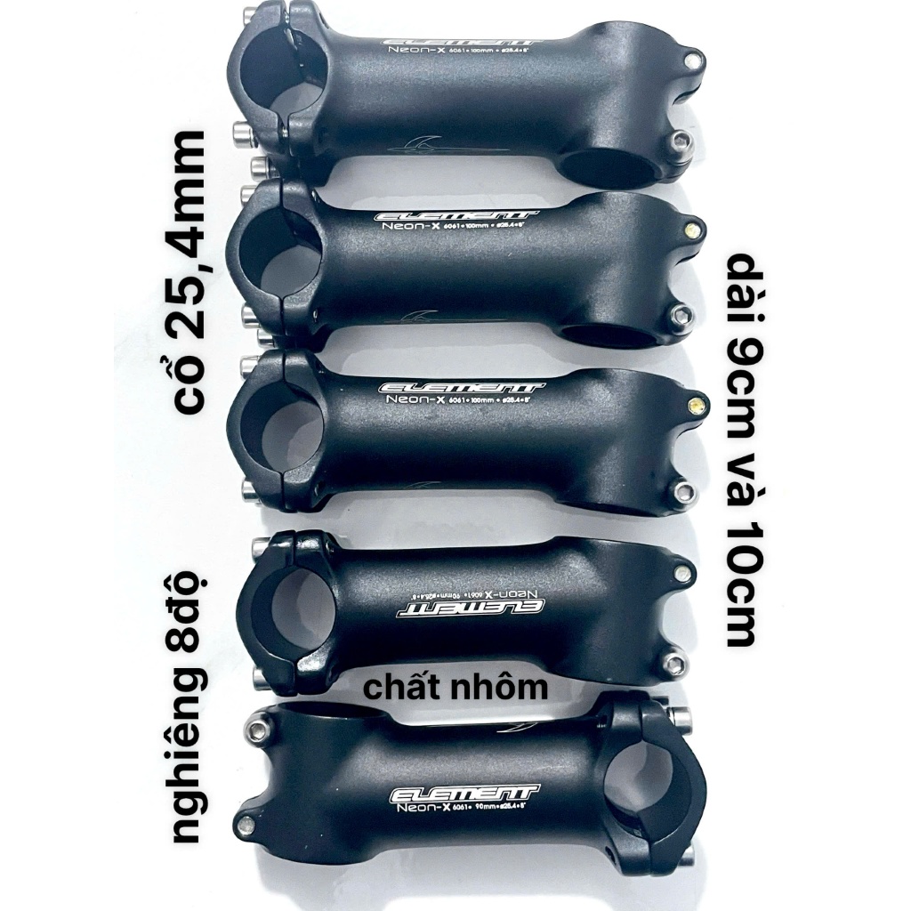 Pông tăng Element Neon cổ 25,4mm (nghiêng 8 độ) dài 9cm và 10cm chất nhôm dành cho xe đạp