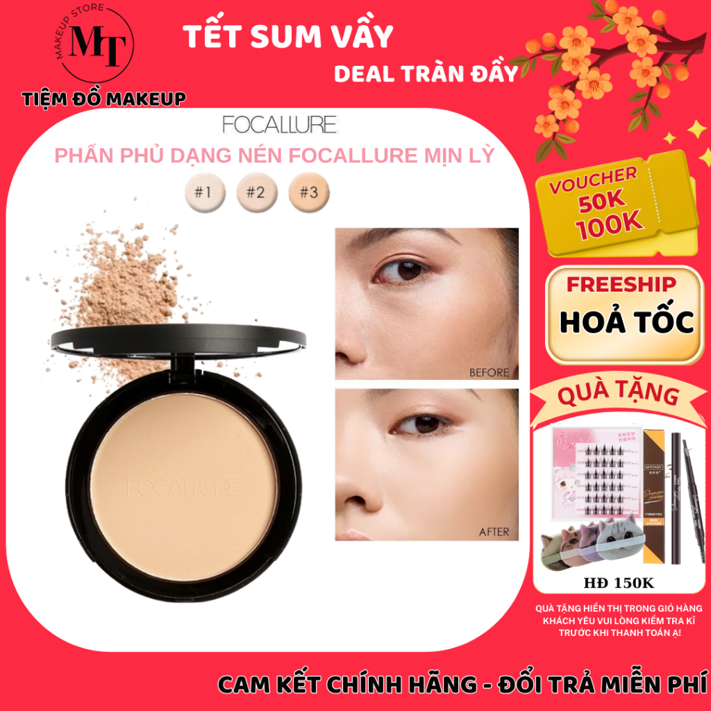  Phấn Phủ kiềm dầu FOCALLURE FA16 dạng nén trang điểm lâu trôi chống nước | MT MAKEUP STORE 