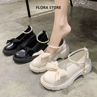  Giày Lolita Nữ Quai Ngọc Mũi Nơ Giày Búp Bê Nữ Phong Cách Hàn Quốc tiểu thư xinh đẹp giá rẻ FLORA G14 