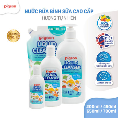 Nước rửa bình sữa cho bé Pigeon thành phần thực phẩm an toàn diệt khuẩn chính hãng hương Tự Nhiên