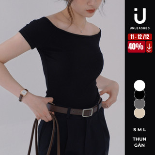  Áo thun gân trễ vai chất co giãn mềm mại form ôm tôn dáng Unleashedvn ONLY Ribbed Off Shoulder Tee 