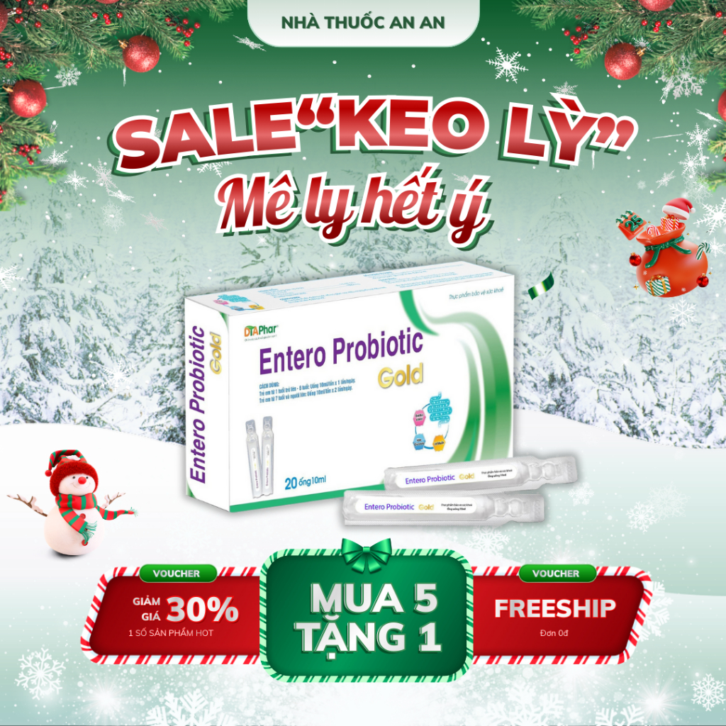 Men uống Entero Probiotic Gold Hỗ Trợ Bổ Sung Lợi Khuẩn Đường Ruột trẻ em người lớn Hộp 20 ống