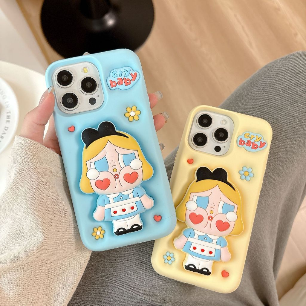 【ChanChan】Ốp Lưng Điện Thoại Iphone Silicon Dẻo CryBaby, CryBaby Màu Vàng Xanh Kèm Giá Đỡ, Chống Xướ