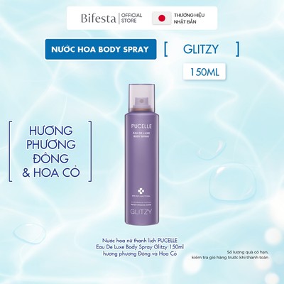 Nước hoa nữ thanh lịch PUCELLE Eau De Luxe Body Spray Glitzy 150ml hương phương Đông và Hoa Cỏ