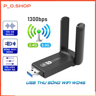 【🔥Rẻ】USB WiFi 1300 Mbps Card WIFI 5G - 2 râu WiFi bluetooth cho pc laptop loại pro wifi 6 hút wifi mạnh giúp thu tốt hơn