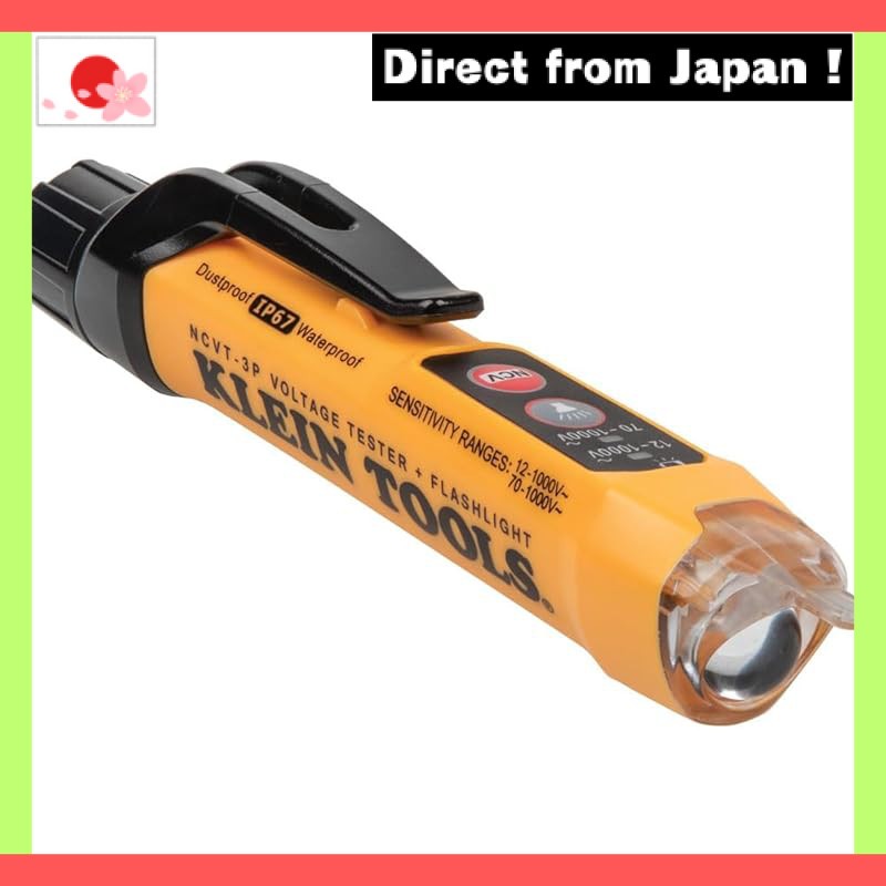 【Japan Original】Klein Tools NCVT-3P Non-Contact Voltage Tester (AC Only) with LED Work Light