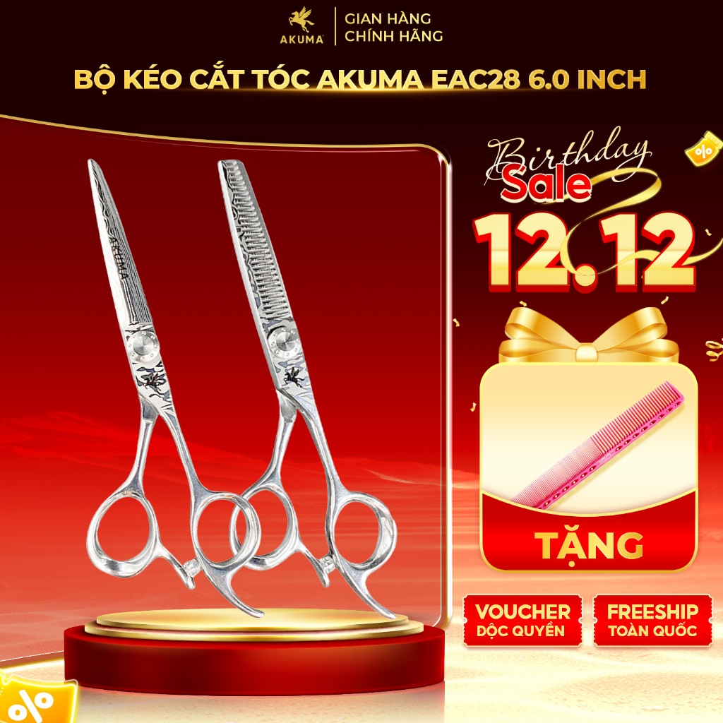 Kéo Cắt Tóc AKUMA EAC28 6 Inch Thép Nhật Cao Cấp