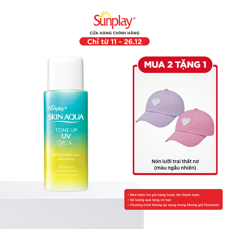 Kem chống nắng nâng tông cho da có khuyết điểm dạng sữa Sunplay Skin Aqua Tone Up UV Milk Mint Green SPF 50+ PA++++ 50g