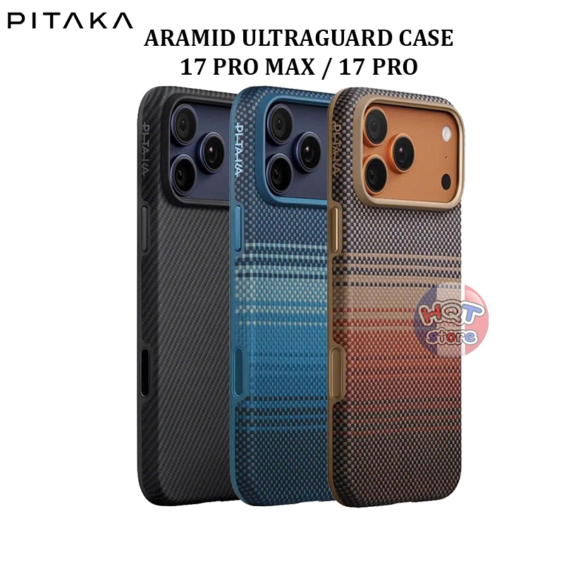 Ốp lưng sợi carbon PITAKA Aramid UltraGuard Case cho IP 17 Pro Max / 17 Pro (full viền TPU)