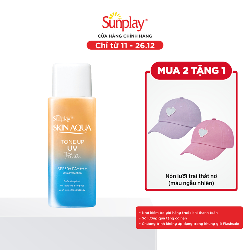 Kem chống nắng nâng tông mọi tông da dạng sữa Sunplay Skin Aqua Tone Up UV Milk Latte Beige SPF 50+ PA++++ 50g