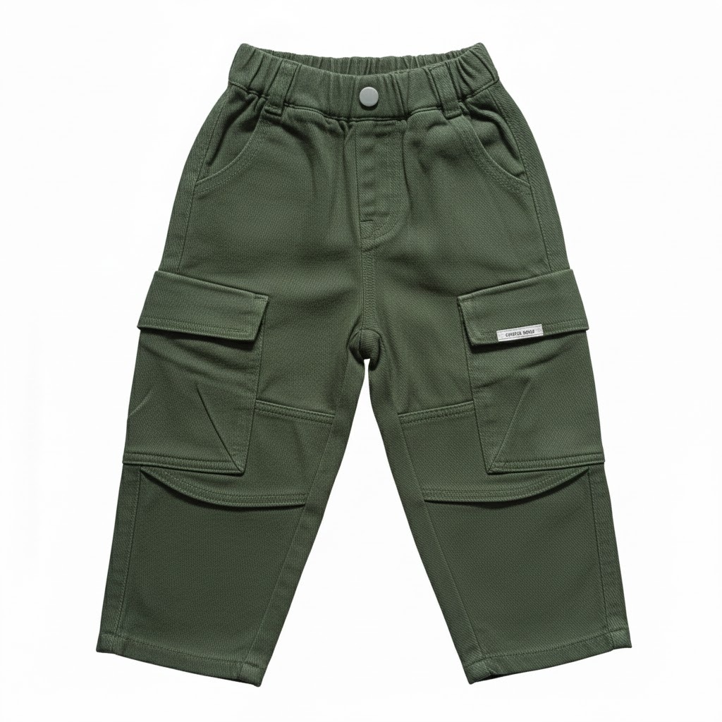 XẢ KHO 12-32kg Quần Cargo Bé Gái Màu Xanh Lính GZ03 Vải Jean Mềm, Ống Suông Túi Hộp Thời Trang Cho B