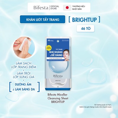 Khăn ướt tẩy trang sáng da BIFESTA Micellar Cleansing Sheet Brightup 46 tờ/gói