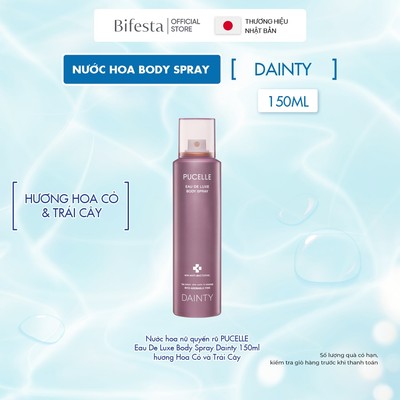 Nước hoa nữ quyến rũ PUCELLE Eau De Luxe Body Spray Dainty 150ml hương Hoa Cỏ và Trái Cây