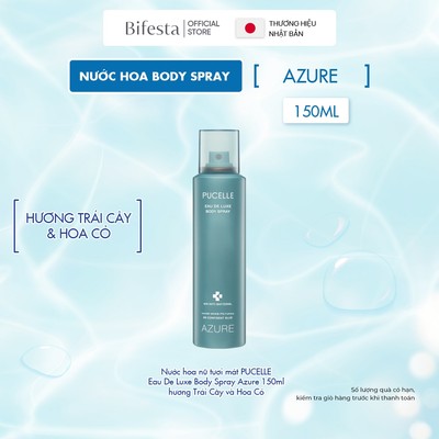 Nước hoa nữ tươi mát PUCELLE Eau De Luxe Body Spray Azure 150ml hương Trái Cây và Hoa Cỏ