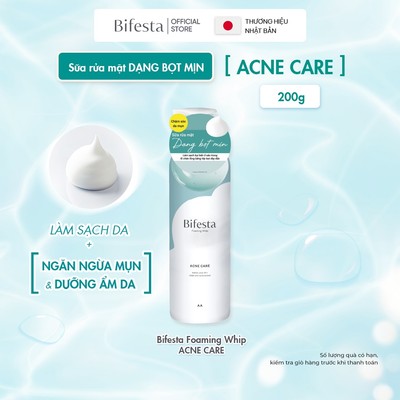Sữa rửa mặt dạng bọt sạch sâu ngăn ngừa mụn Bifesta Foaming Whip ACNE CARE 200G