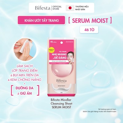 Khăn ướt tẩy trang dưỡng ẩm BIFESTA Micellar Cleansing Sheet Moist 46 tờ/gói