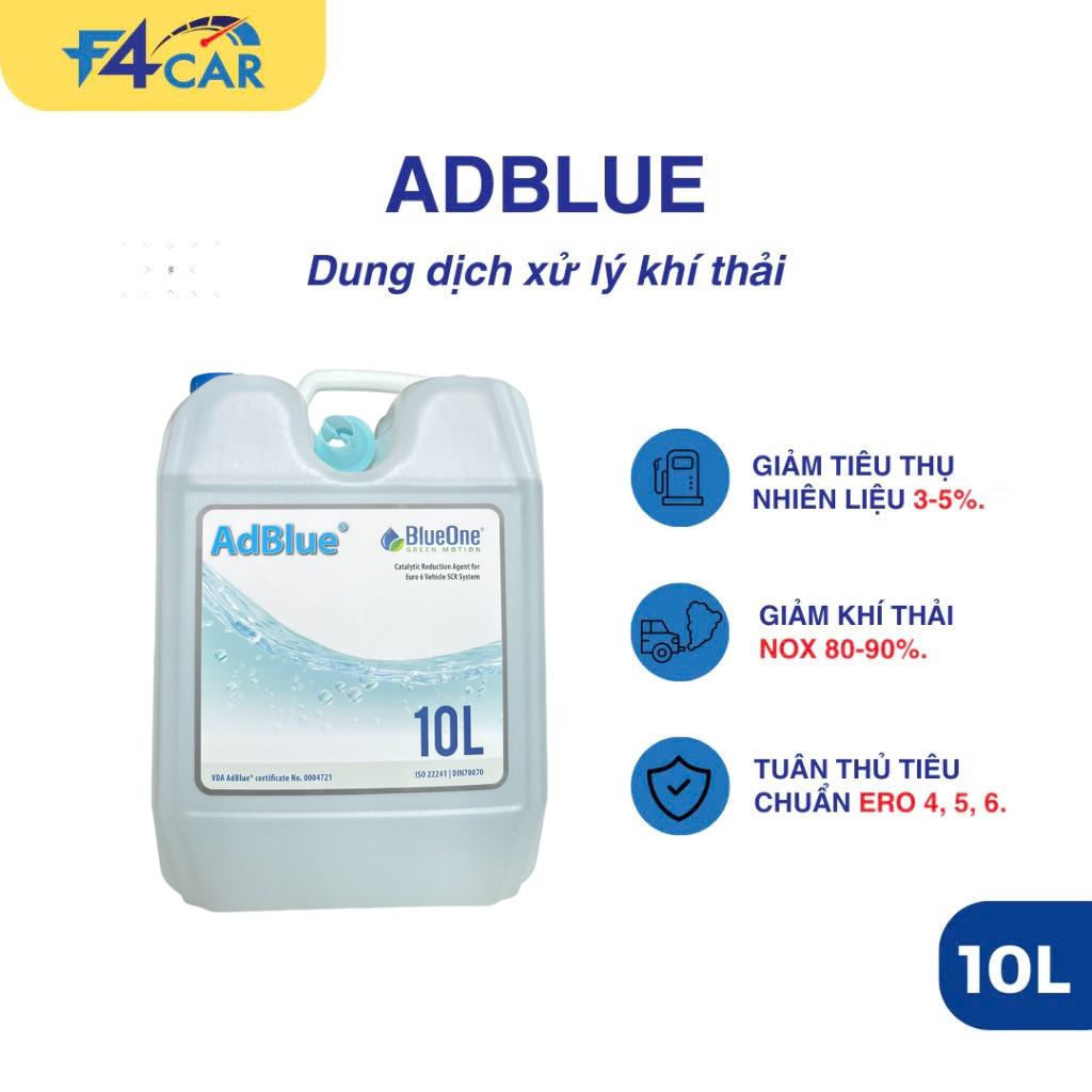 Dung Dịch Xử Lý Khí Thải Động Cơ Dầu Diesel AdBlue/DEF/Nước Ure Can 10L