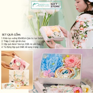 Hộp quà VIVIAN khăn lụa sang trọng, ý nghĩa tặng mẹ, cô giáo, bạn gái.