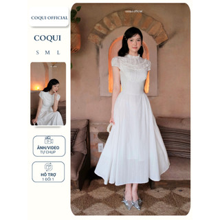  Đầm thiết kế dự tiệc dáng dài tiểu thư xếp li COQUI váy trắng dáng dài sang trọng MARINA DRESS  DÁNG DÀI  