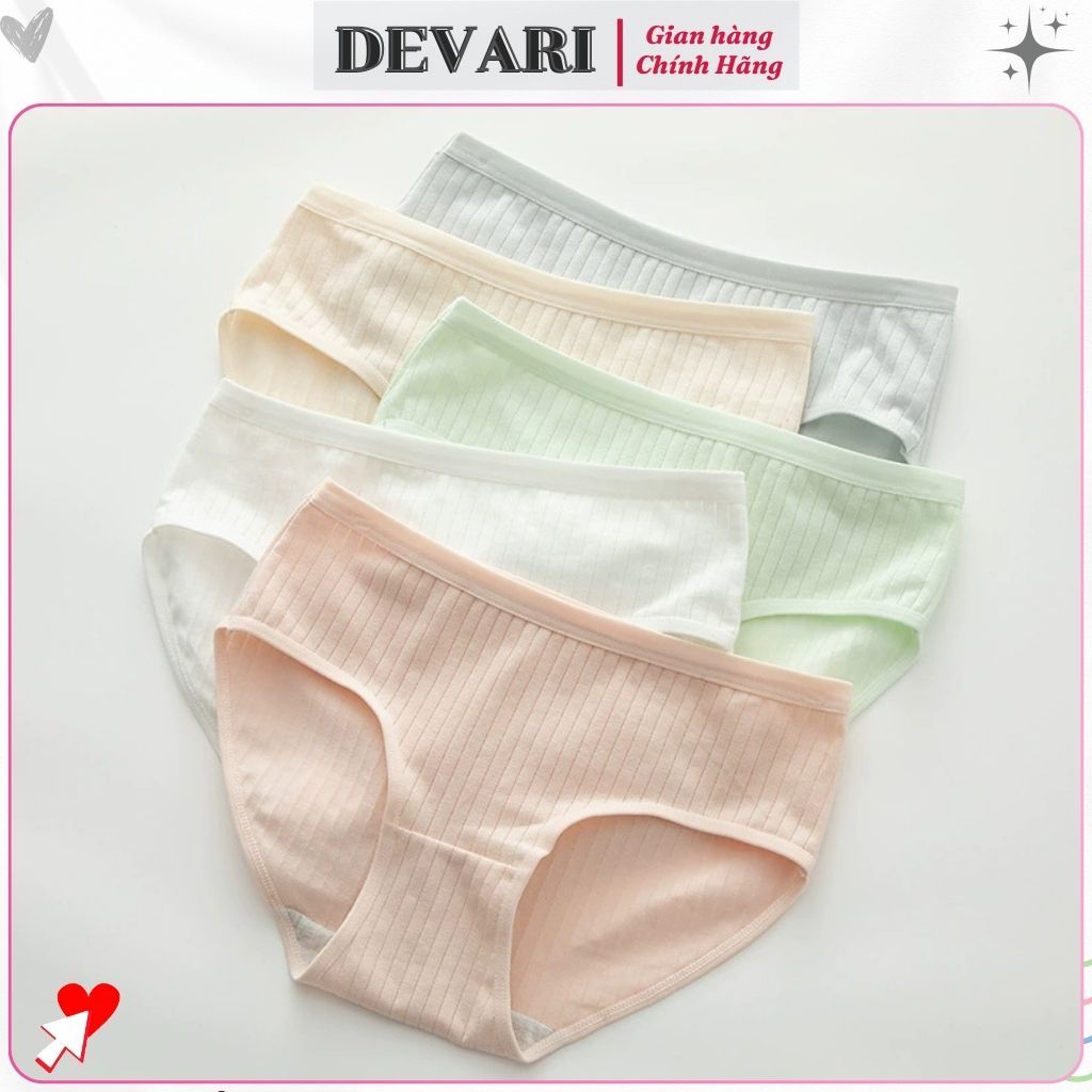 Quần lót nữ cotton kháng khuẩn khử mùi Quần chíp nữ kẻ sọc cạp vừa tôn dáng gợi cảm DEVARI L562