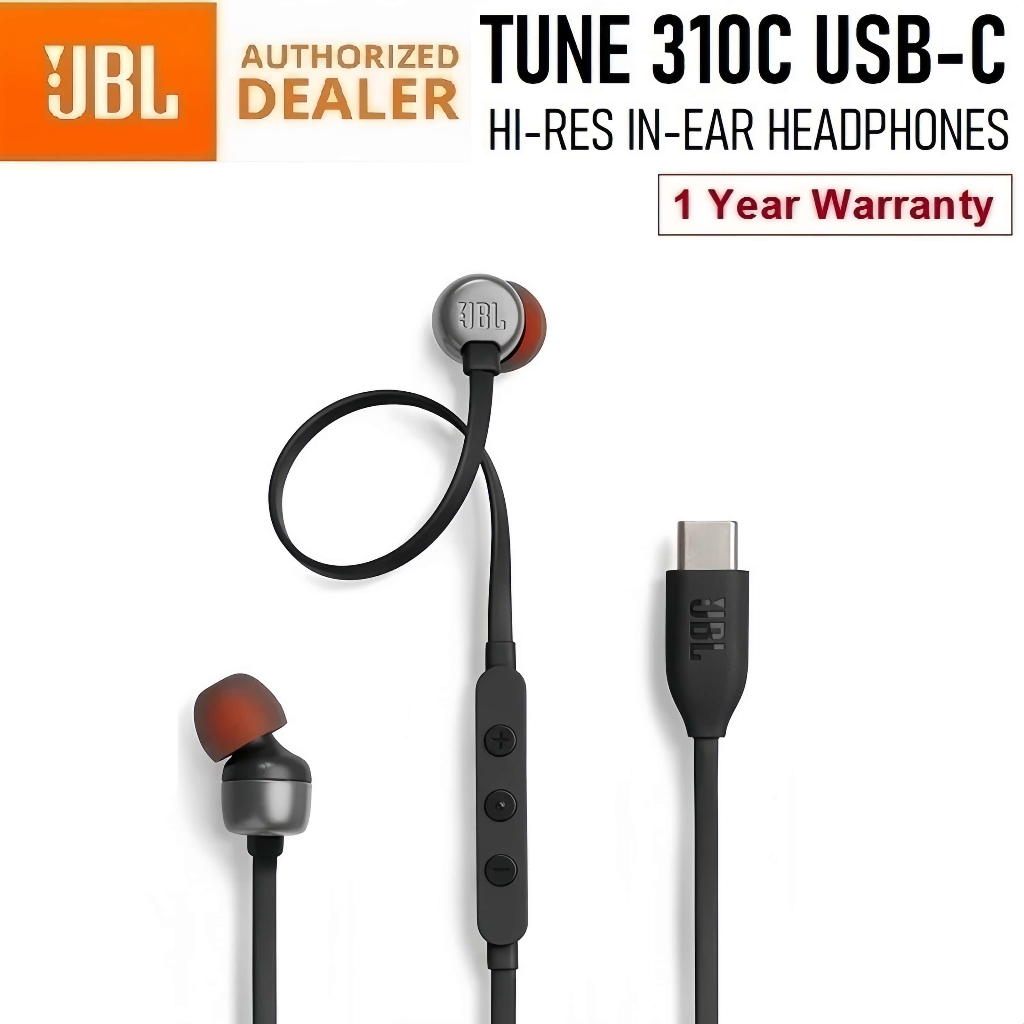 Tai nghe JBL TUNE 310C loại cáp Type-C, có mic và điều khiển dây, chất lượng cao