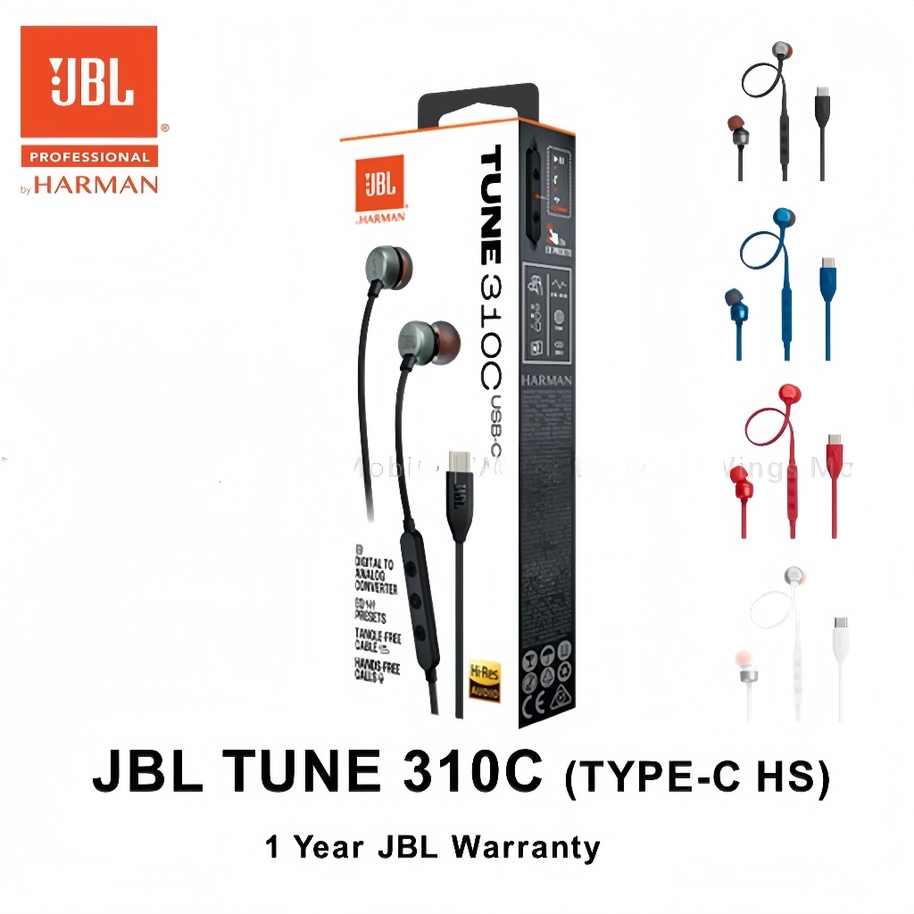 Tai nghe JBL TUNE 310C loại cáp Type-C, có mic và điều khiển dây, chất lượng cao