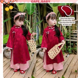  🎁TẶNG BỜM và VÒNG NGỌC - Bộ Quần Áo Dài Tết ❣️Uyển Ngọc❣️ Cho Bé Gái 8-28kg Chất Lụa Gấm Phối Quần Lụa Ngọc Trai -BABY60 