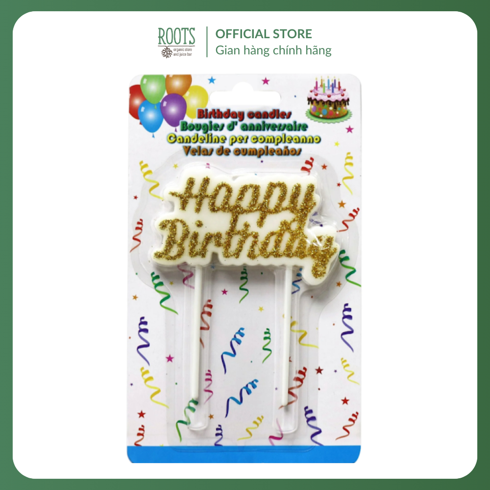 (Ship hỏa tốc) UNCLE BILLS - Nến Chữ Sinh Nhật Kim Tuyến Vàng, Glitter Happy Birthday Candle Plaque,