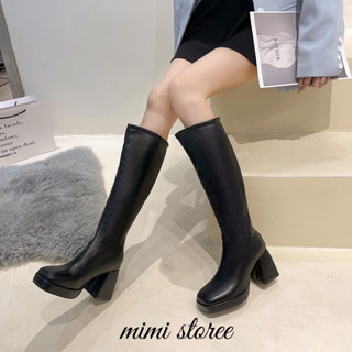 Bốt đùi độn đế tăng chiều cao 9cm, Boots đùi nữ big size tôn dáng chất liệu da lót lông siêu ấm MSP 1669 MIMI(FULL BOX)