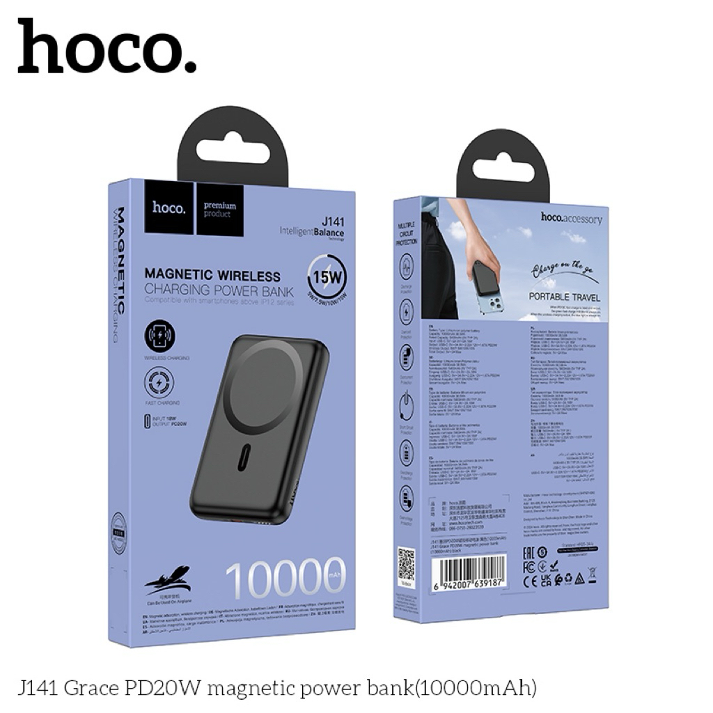 SẠC DỰ PHÒNG TỪ TÍNH HOCO J141 GRACE PD20W(10000MAH)