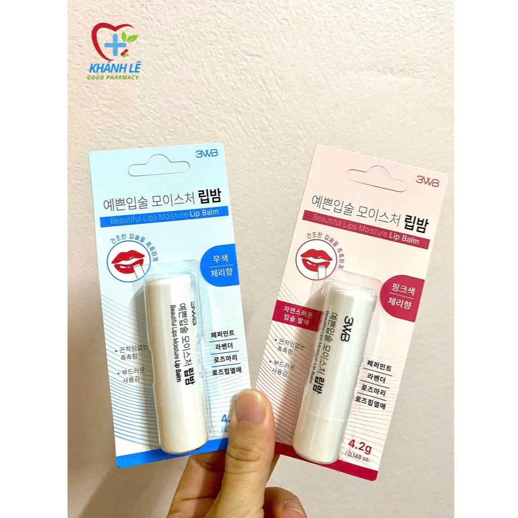 Son dưỡng môi 3WB Hàn Quốc- Có màu và không màu- Cho đôi môi mềm mịn căng mướt