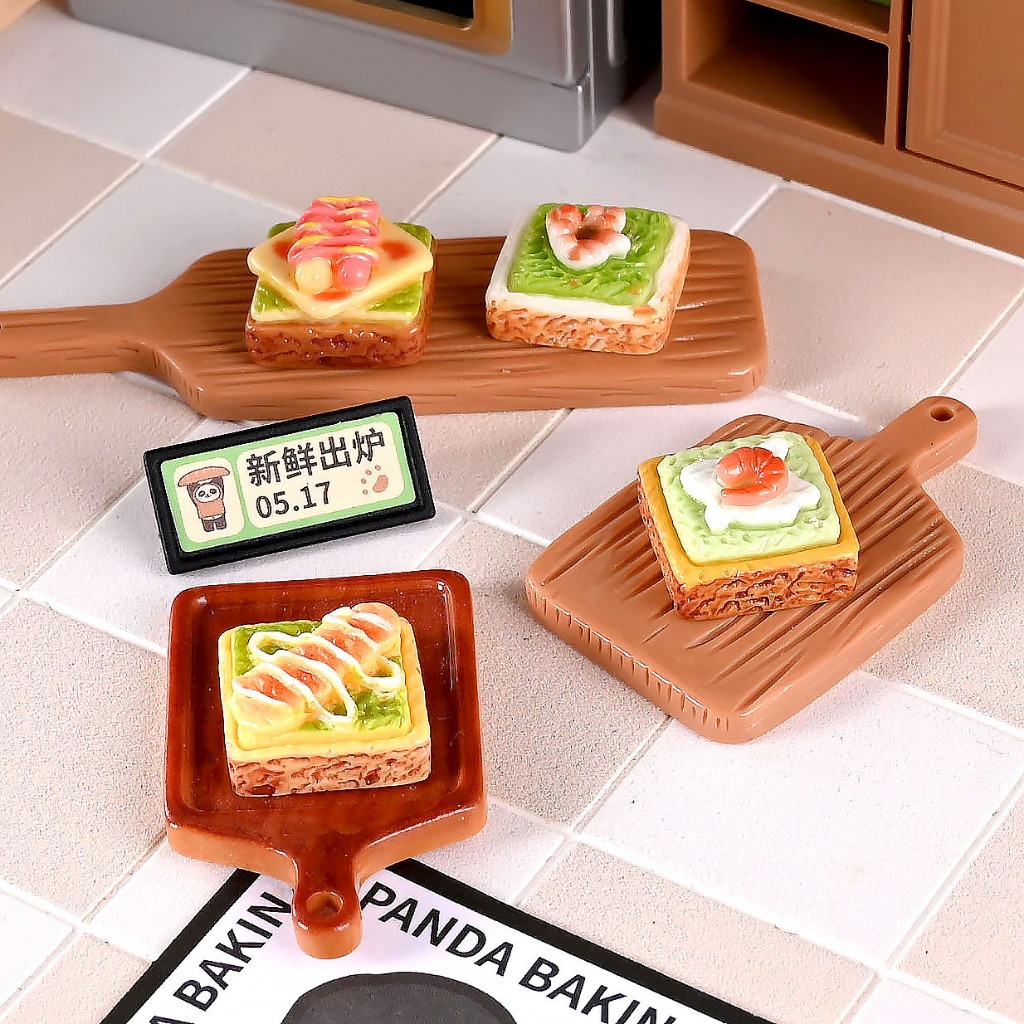 [Mô hình thu nhỏ]Bánh cookie, bánh quy sandwich pizza   trang trí bàn làm việc nhà cửa