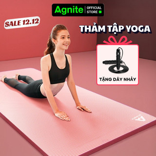  THẢM TẬP GYM YOGA DÀY 10MM CHÍNH HÃNG AGNITE CHẤT LIỆU CAO SU 2 LỚP TPE MỀM MẠI CHỐNG NƯỚC CHỐNG TRƯỢT 