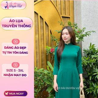 Áo dài lụa nữ cao cấp dáng truyền thống may sẵn S-3XL chất liệu mềm nhẹ phù hợp đi tiệc và công sở.