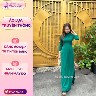 Áo dài lụa nữ cao cấp dáng truyền thống may sẵn S-3XL chất liệu mềm nhẹ phù hợp đi tiệc và công sở.