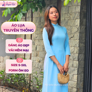 Áo dài lụa nữ cao cấp dáng truyền thống may sẵn S-3XL chất liệu mềm nhẹ phù hợp đi tiệc và công sở.