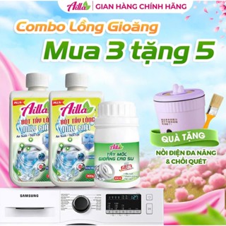  Combo 02 Chai Bột Tẩy Lồng Máy Giặt Ailla 300Gr 01 Chai Tẩy Mốc Gioăng Cao Su Ailla 100Gr  Tặng Nước Giặt 500ML   