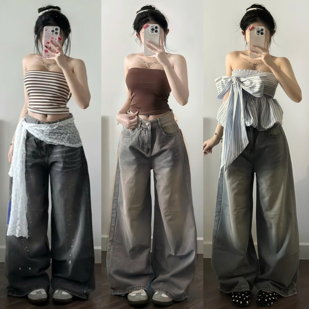 Quần Jean Ống Suông Rộng Ver 3 Nữ MIAA ống 33cm, quần bò chất liệu Denim phong cách trẻ trung