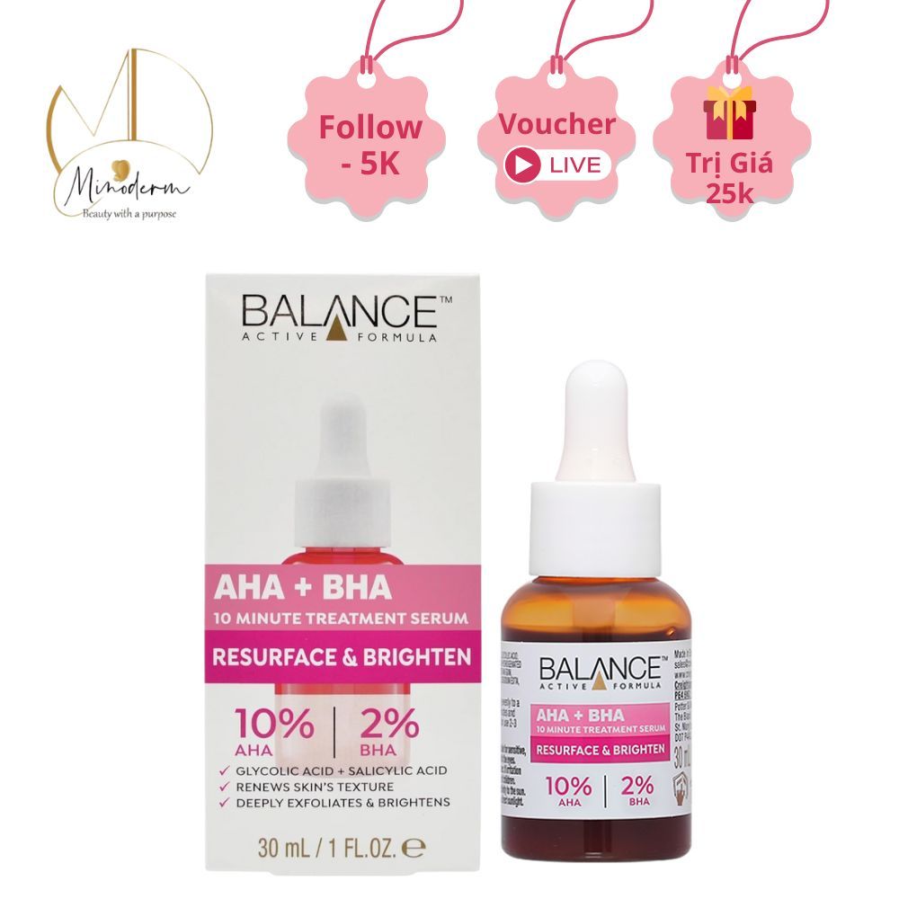 Serum BALANCE ACTIVE FORMULA tái tạo và dưỡng trắng da, tẩy tế bào da hóa học AHA + BHA