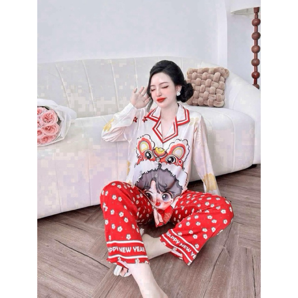 TẾT 2026 Đồ bộ tết, đồ bộ mặc nhà, happy new year, chất lụa latin