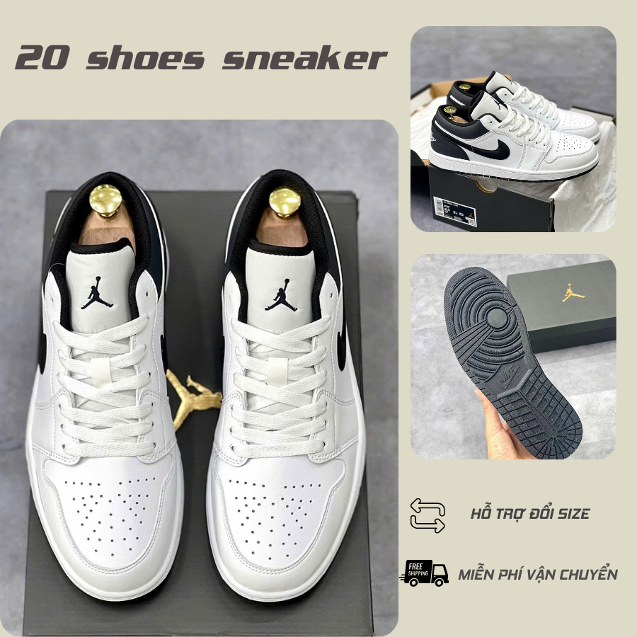 (Tăng 1sz) Giày Thể Thao JD 1 Low Màu Trắng Đen, Giày JD 1 Low Hot 2025 Thời Trang Dễ Phối Đồ Full B