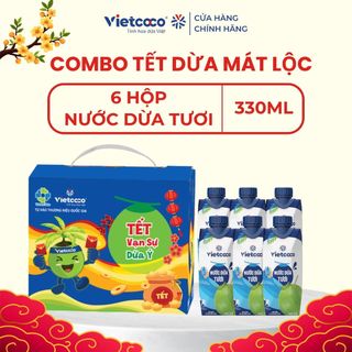   PHIÊN BẢN TẾT 2026 - TẾT DỪA MÁT LỘC COMBO 01  Combo 6 hộp nước dừa tươi UHT Vietcoco 330ml 