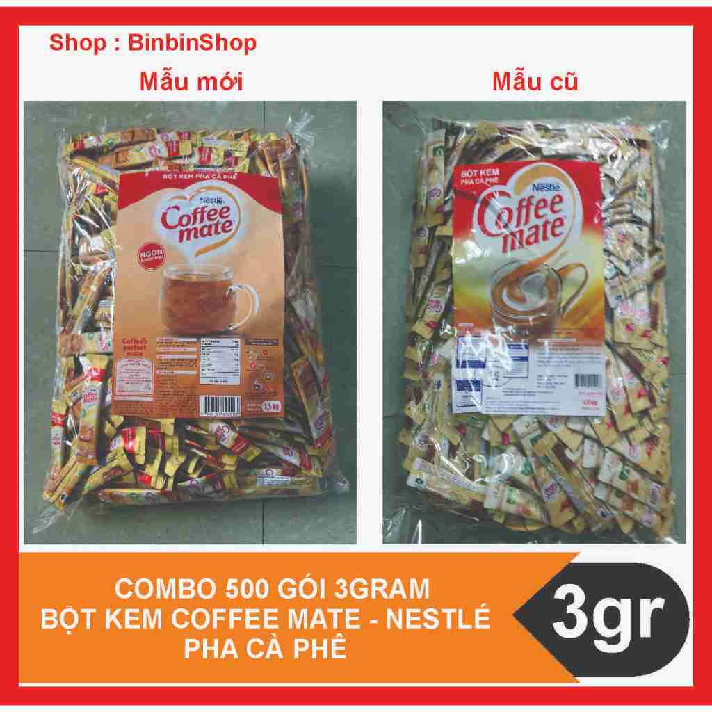 Combo 500 Gói Nhỏ Bột Kem Coffee Mate 3Gram - Nestle. Pha Trà Sữa, Cà Phê. Mẫu Mới Date : 02/2027. H